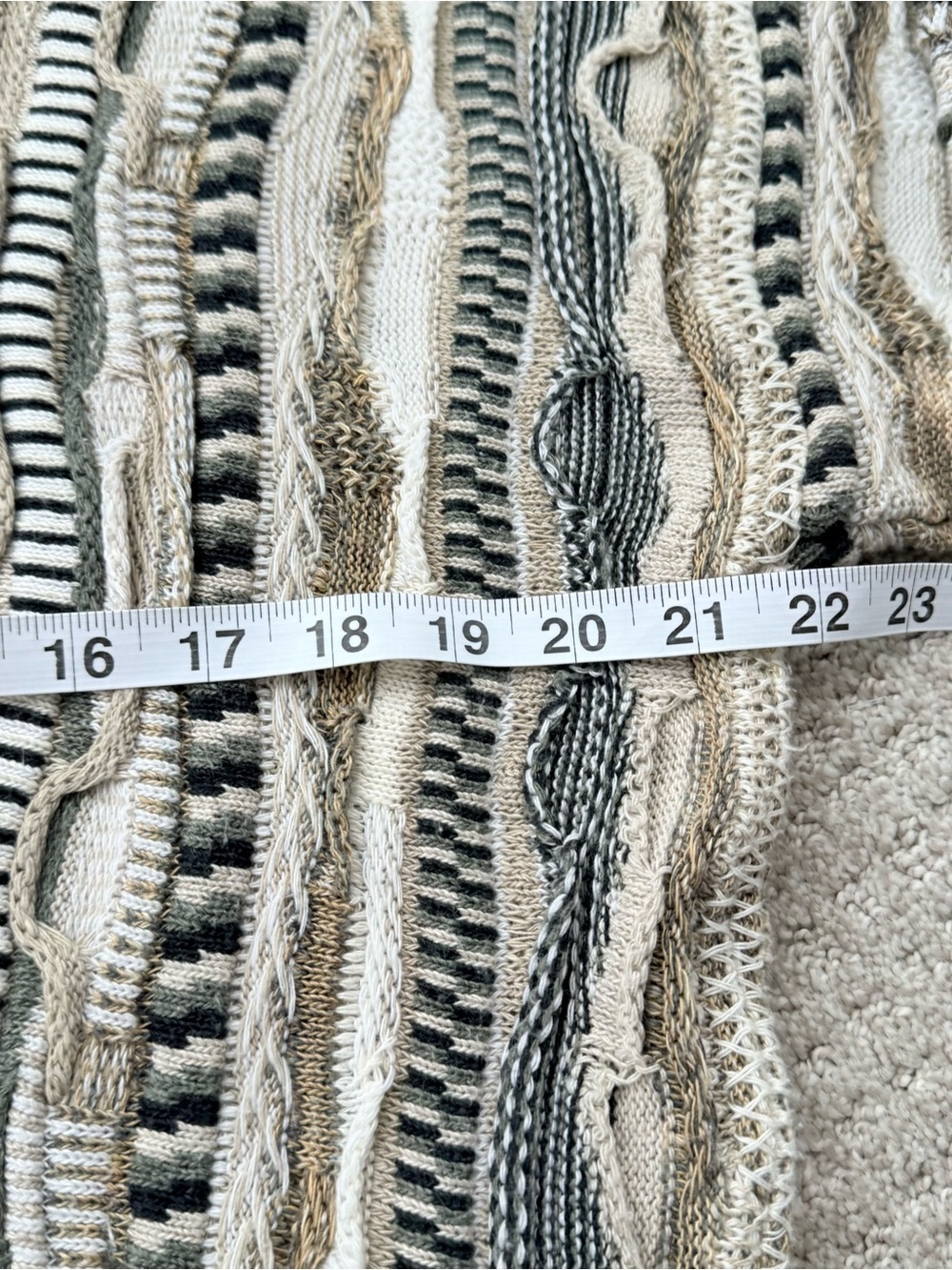 American Vintage Coogi Style Beige and Black Striped Knit Sweater - Picture 3 of 5